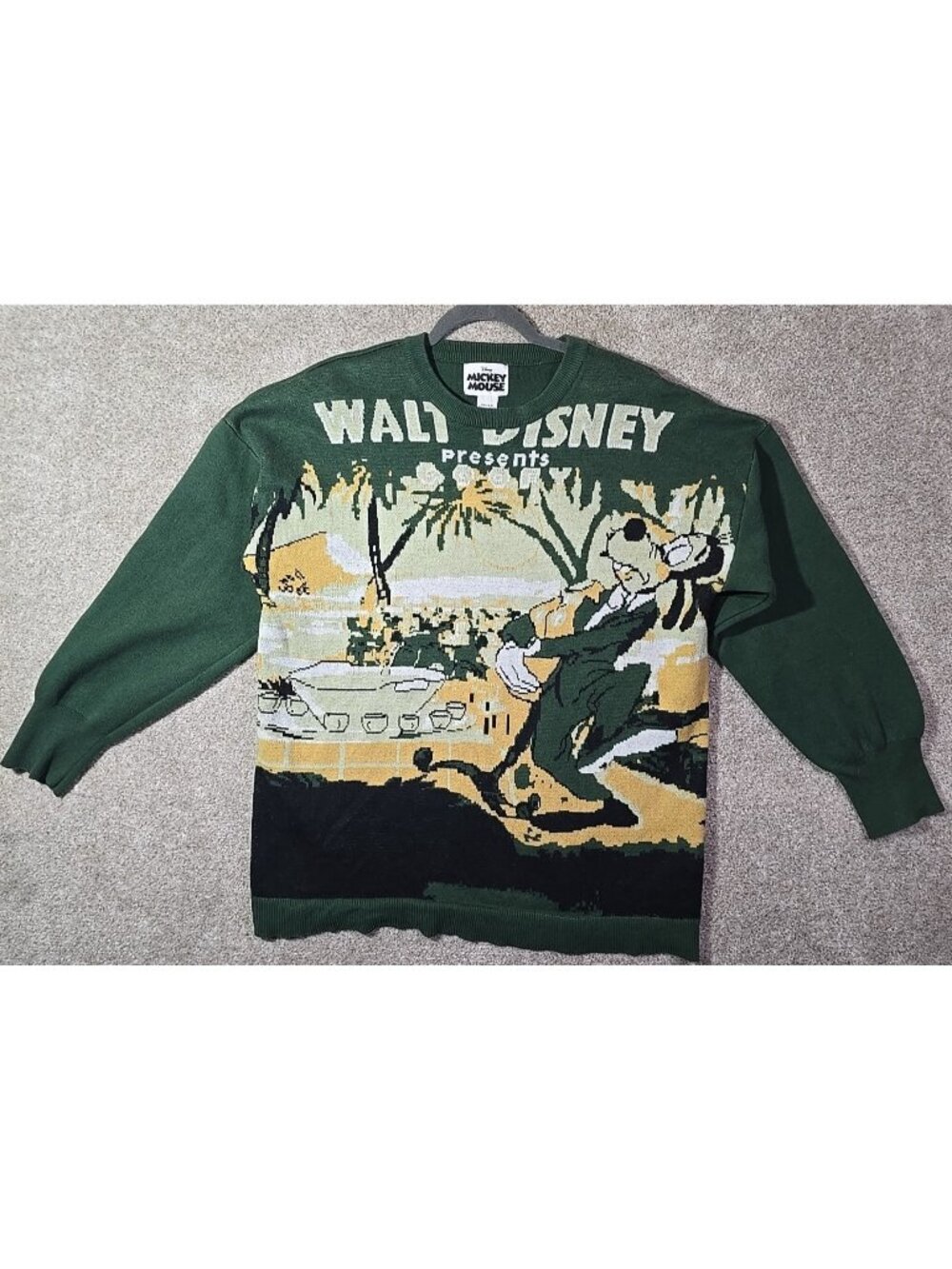 Walt Disney Goofy Knit Sweater "How to Dance" Classic Graphic Pullover Large